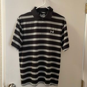 Black, white and gray striped Under Amor Polo Men’s sized Medium.